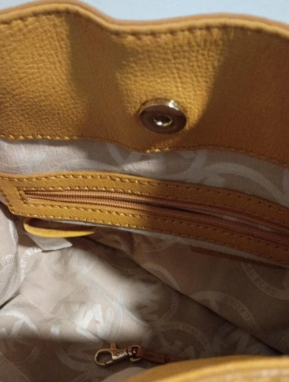 Michael Kors Yellow Leather Satchel with Gold-Tone MK Lock